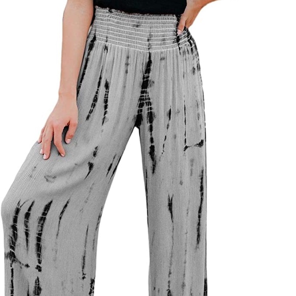 Pants - Gray and Black Tie Dye Smocked Waist wide Leg Pants sz small